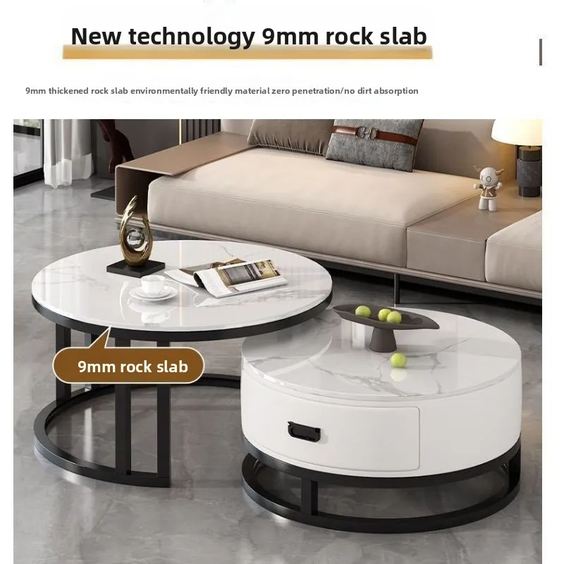 Фото Современный минималистичный журнальный столик с мраморной столешницей для небольших помещений, круглый набор журнальных столиков для гостиной, для домашнего использования, для IKEA №3