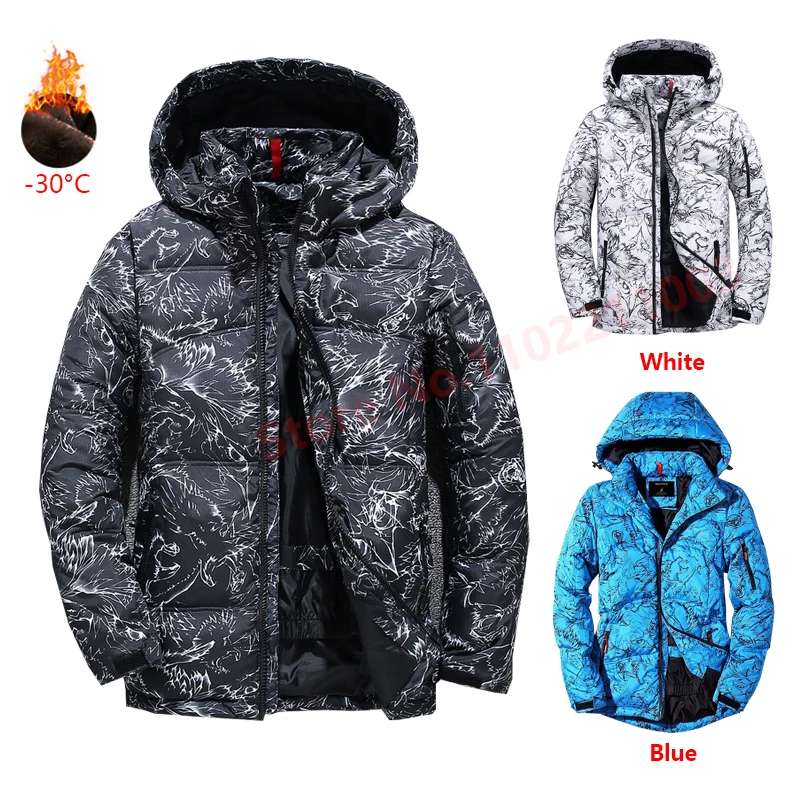90% White Duck Down Thick Down Jacket Winter New Men's Casual Down Jacket Coat Fashion Camouflage Hooded Down Jackets Wholesale