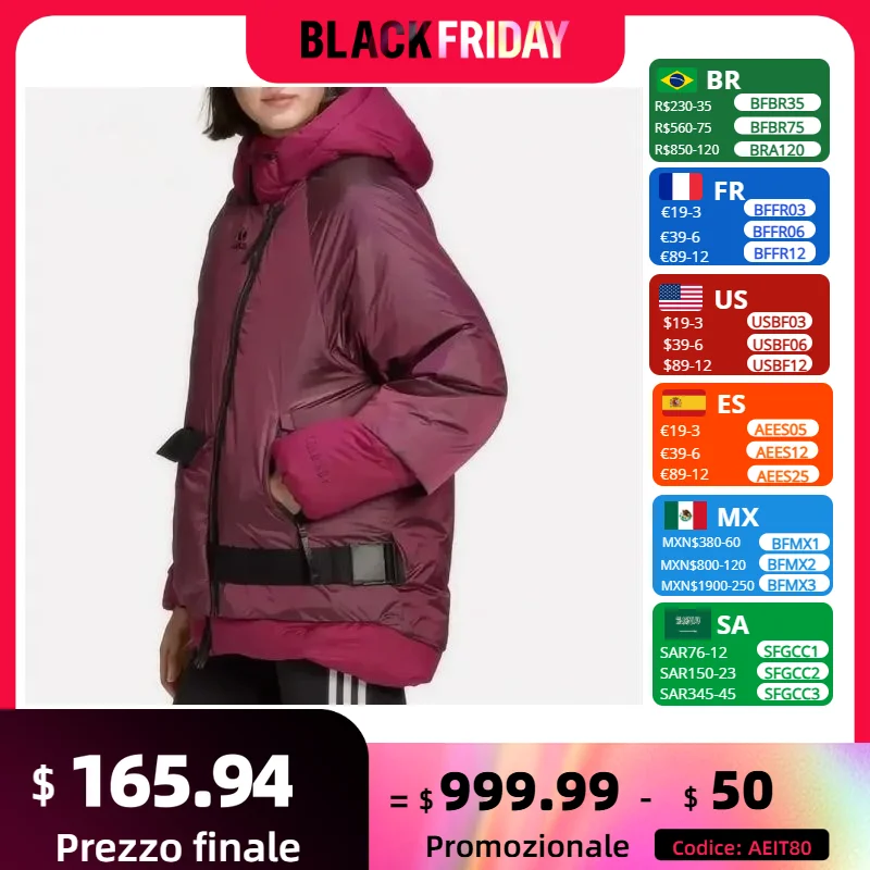 Официальный сайт adidas женский зимний спортивный двусторонний теплый пуховик FT2458