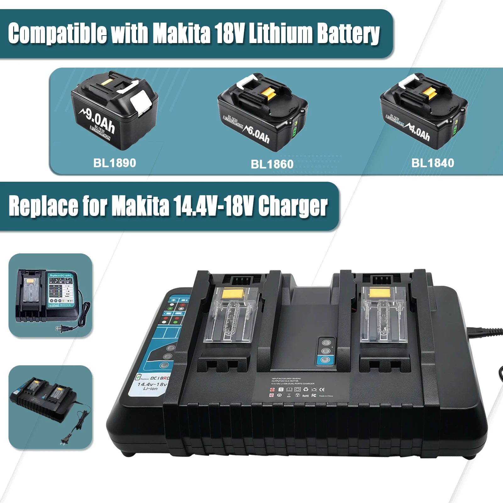 For Makita 14.4V 18V Battery Charger BL1830 BL1430 DC18RC DC18RA DC18RD 3A charger LXT 400 BL1815 BL1860 BL1430 BL1450