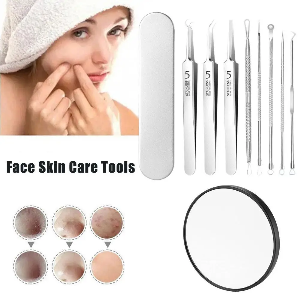 

8PCS Ingrown Hair Tweezers Acne Blackhead Removal Needles Black Dots Cleaner Pore Cleaner Deep Cleansing Face Skin Care Tools