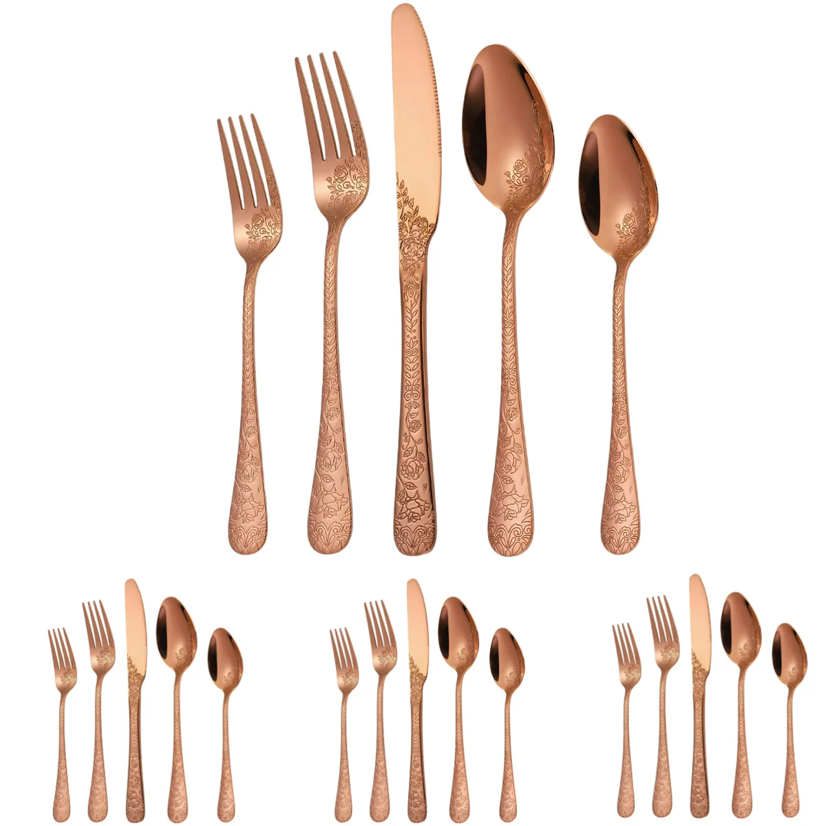 A · HOUSEWARE Винтажные столовые приборы из розового золота с цветочным принтом набор
