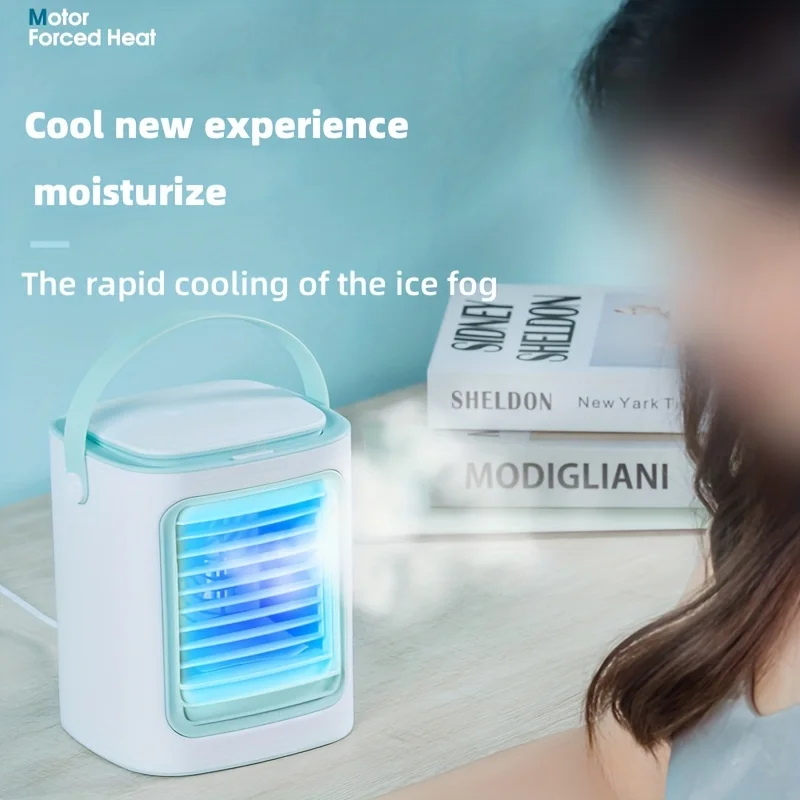 

Mini Air Cooler USB Rechargeable Portable Fan Home Office Small Electric Fan Cooling Air Conditioner Water Mist Desktop Fan