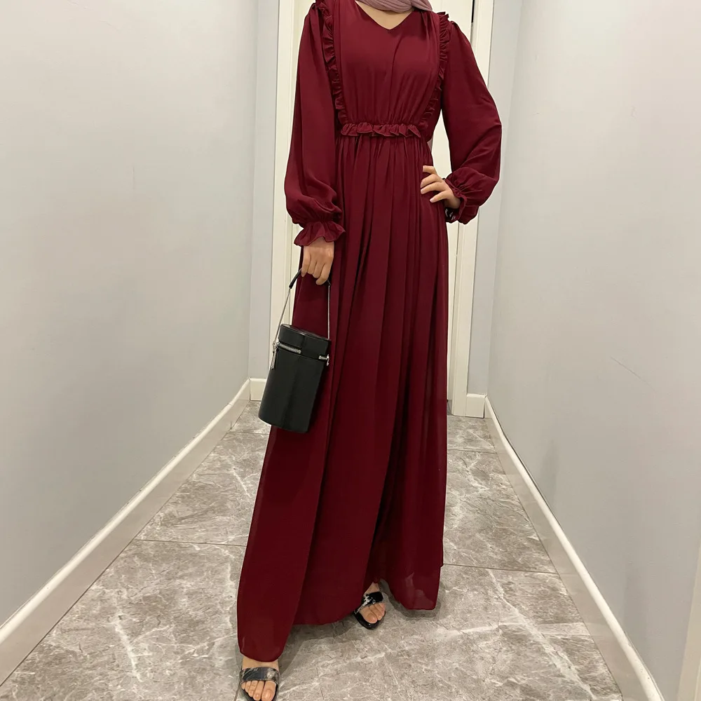 New Chiffon Muslim Women Dress Noble Luxury Retro Fashion Long Dress Islamic Saudi Arabia Party Long Dress Abaya Moroccan Dress