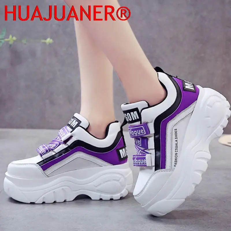 

Кроссовки женские на платформе, толстая массивная подошва, лоскутные, повседневная обувь на танкетке, белые черные, Осень-зима