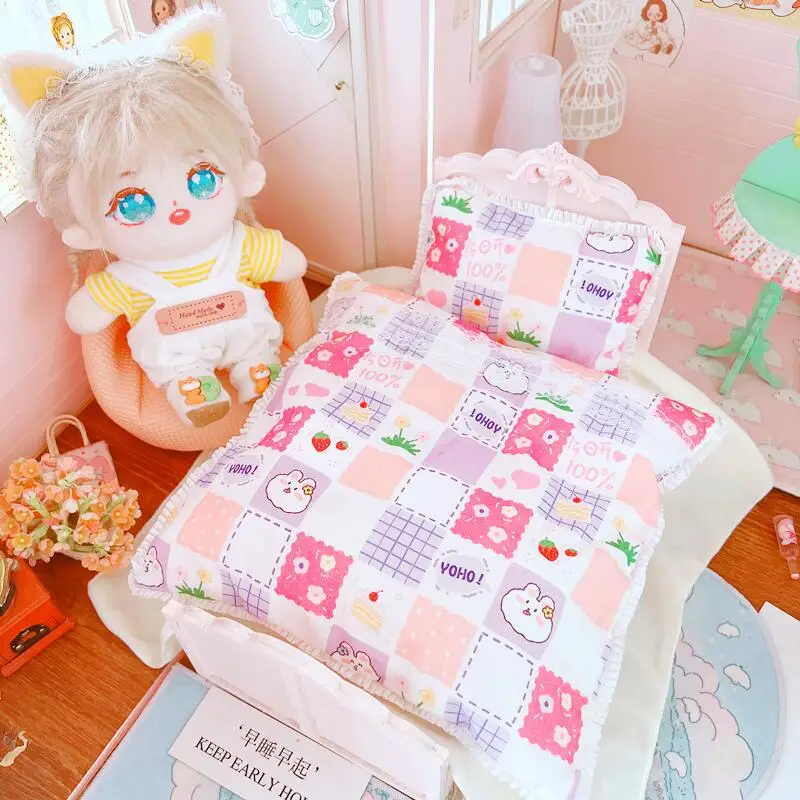 

20CM Doll Accessories Cute Doll Accessories Love Bed+Pillow+Quilt To Sleep Cool Stuff Doll Accessories Kpop EXO idol Dolls Toys