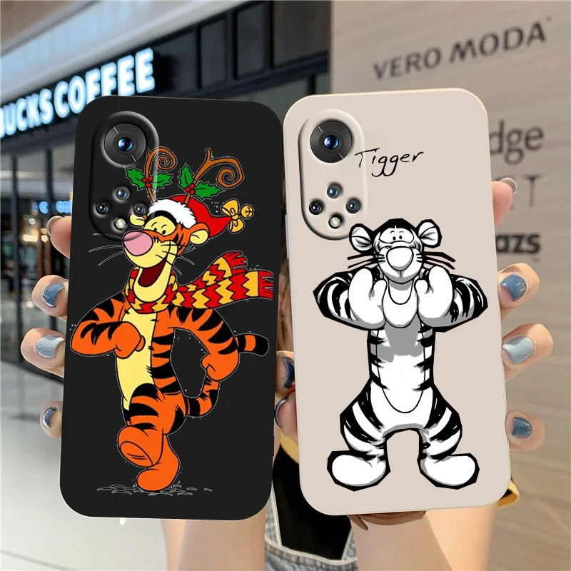 

Disney Cute Tigger Phone Case For Honor 60 50 30 20 X20 10X 9X 70 Pro Liquid Left Rope Silicone Candy Cover