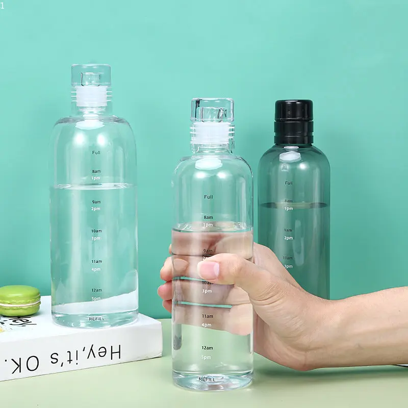 

Transparent Plastic Water Bottle with Time Scale Large Capacity Leakproof Drink Bottle Drop-resistant Drink Cup for Sport Travel