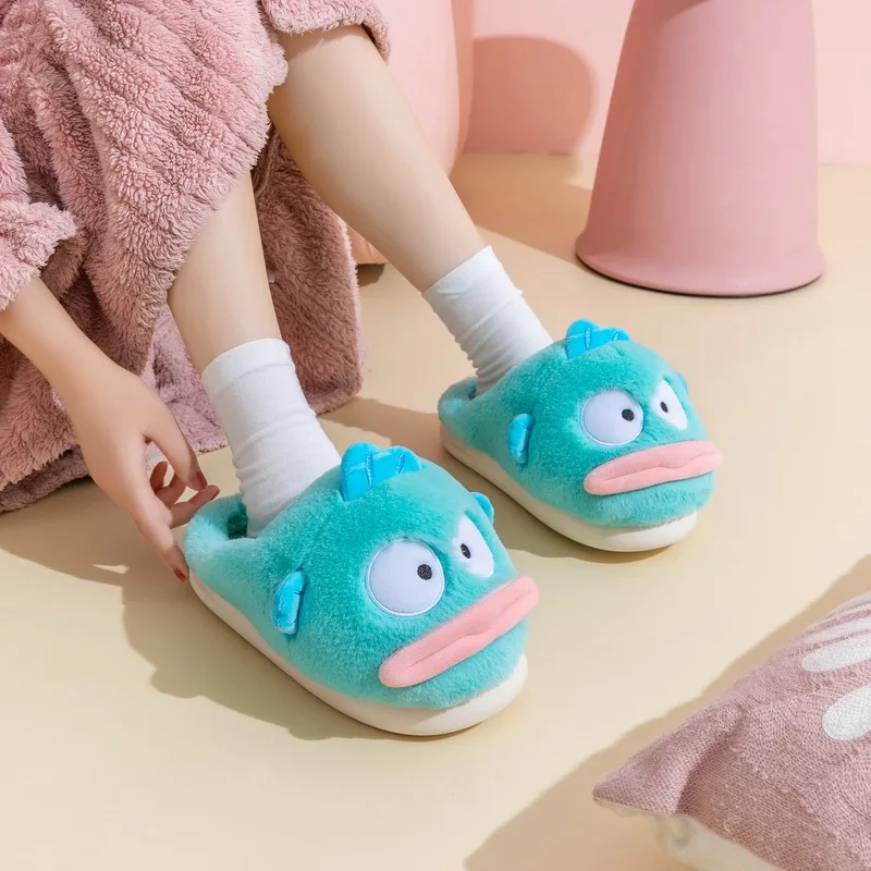 Новинка плюшевые тапочки Sanrios MyMelody Cinnamoroll Hangyodon Hello Kitty Kuromi хлопковые домашняя