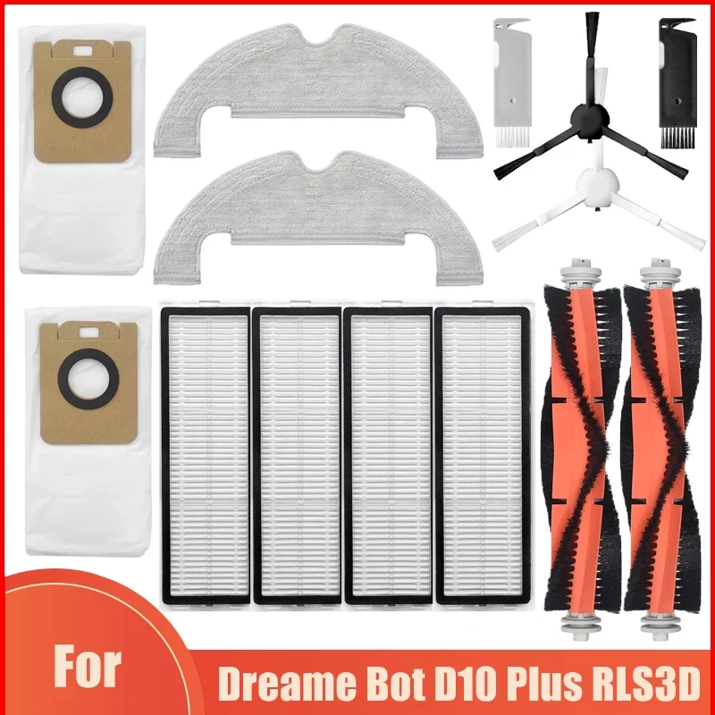 

For Xiaomi Dreame Bot D10 Plus RLS3D Robot Vacuum Cleaner Accessories Hepa Filter Mop Cloth Dust Bags Main Side Brush Parts