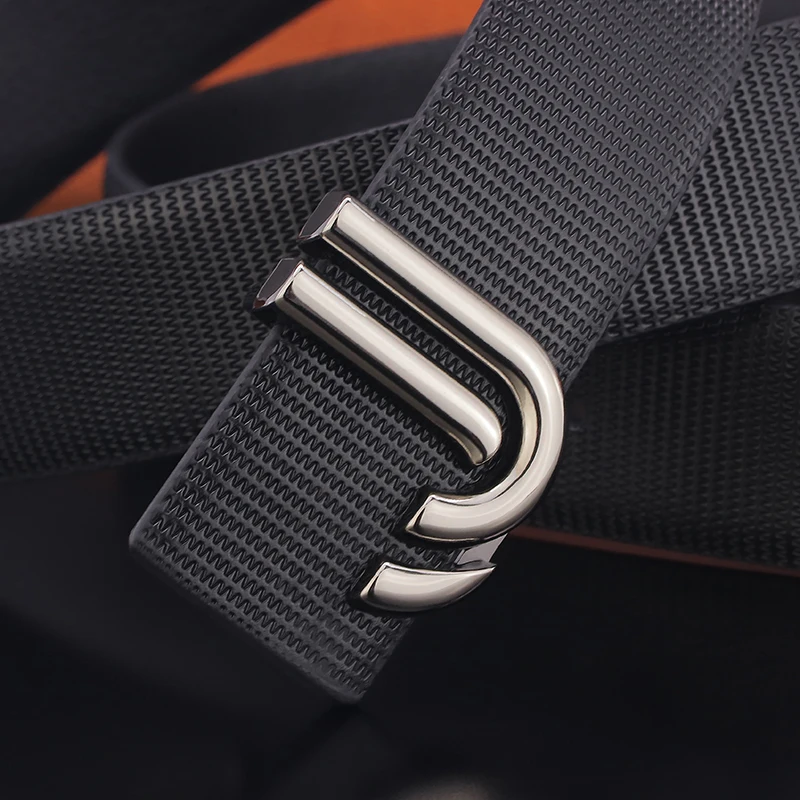 

Fashion Black J Buckle Leather Men's Belt Luxury Brand Name Monogram Slide Buckle White Belt Jeans High Quality Ceinture Homme
