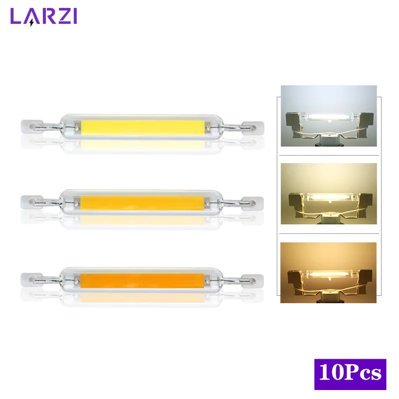 10pcs/lot LED R7s COB Glass Tube 5W 10W 20W Lampada LED Lamp 78mm 118mm J78 J118 Corn Light Bulb 220V Home Replace Halogen Lamp