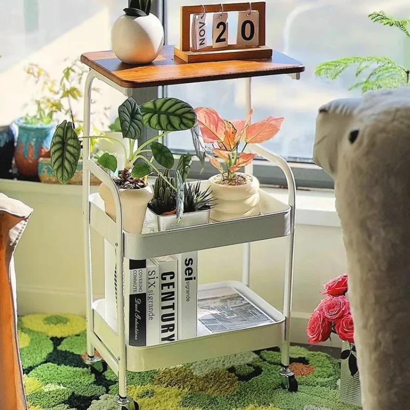 Тонкая 3-уровневая тележка для хранения деревянная на колесиках узкий органайзер