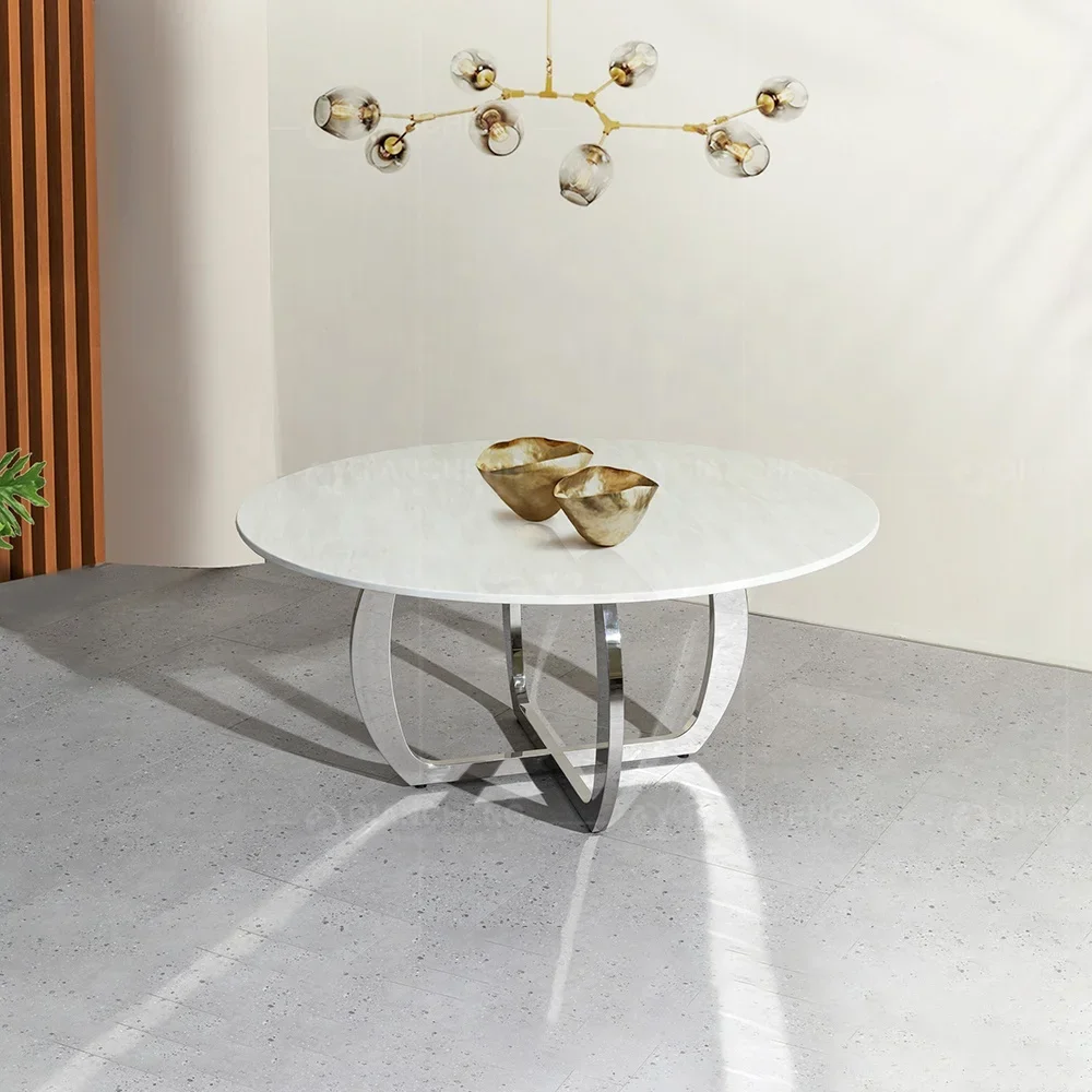 Оптовая продажа круглый обеденный стол серебристый металлический с основанием