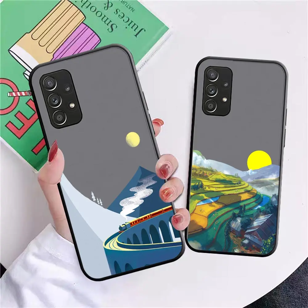 

Aesthetic Art Hand Painted Mountain Scenery Case For Samsung A73 A72 A71 A70 A53 A52 A51 A50 A42 A33 A32 A31 A30 A22 A21S Funda