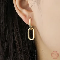 celayi 925 sterling silver geometric oval simple metal style detachable earrings personality all match ear buckle ear jewelry
