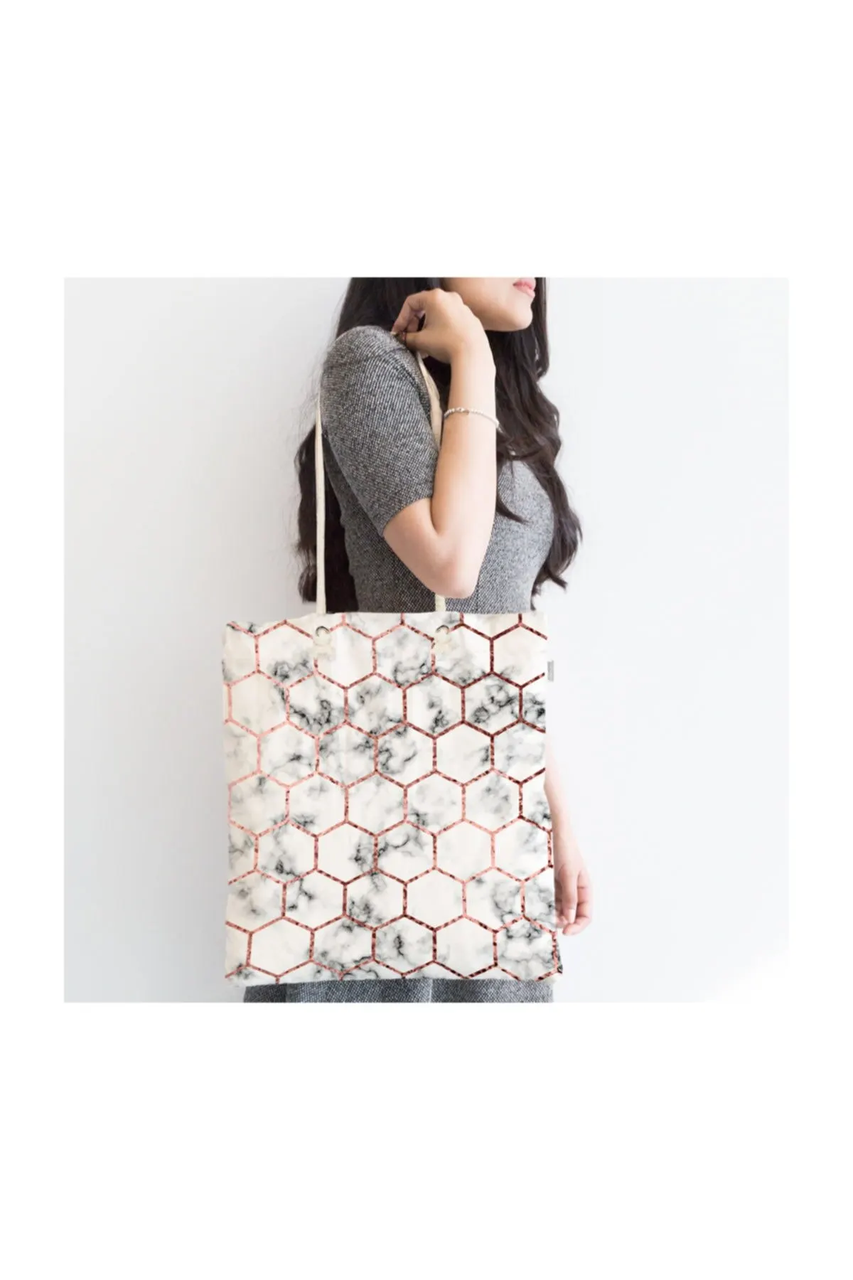 

Женская пляжная сумка с мраморным и сотовым принтом, тканевый тоут на молнии с цифровой печатью, летние сумки для покупок