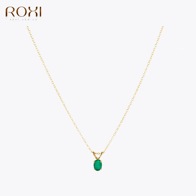 ROXI 925 Sterling Silver Elegant Temperament Charm Tourmaline Pendant Necklace For Women  Wedding Party Jewelry Clavicle Chain