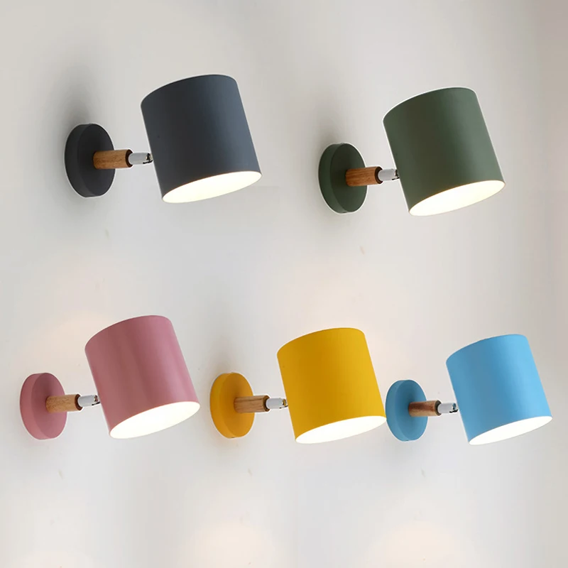 

Nordic Macaron Wall Lights Sconce for Home Loft Bed Decor Bedside Wall Lamp Mirror Light Modern Living Room LED Lighting Fixture