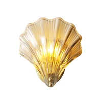 creative shell wall lamp 1 light living room bedroom bedside glass sconce nordic simple art decor copper lighting fixture