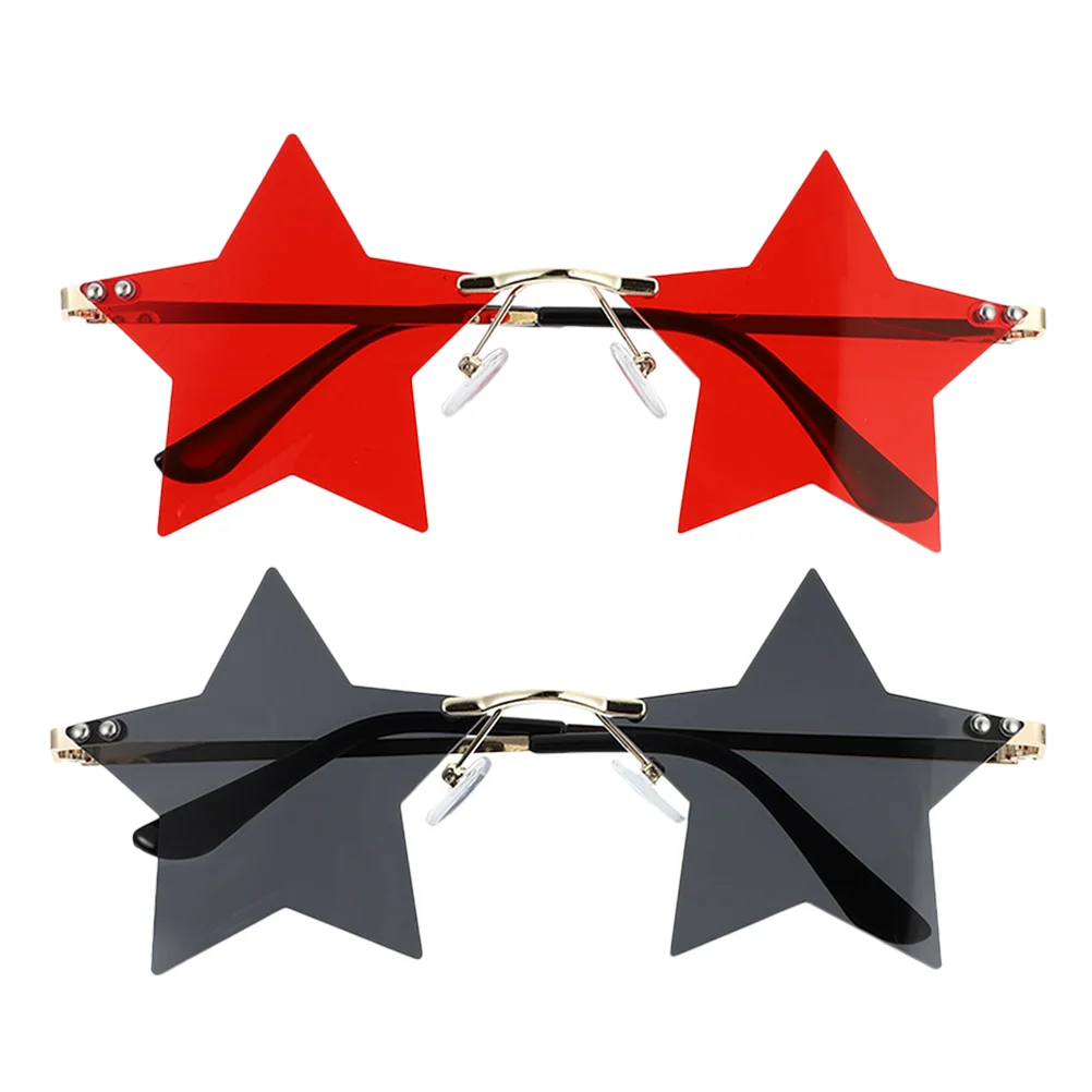 

Sunglasses Star Glasses Rimless Party Shaped Women Red Eyewearpersonality Festival Adult Favors Pentagram Vintage Disco
