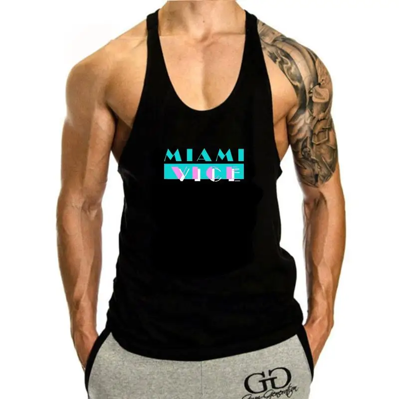 

New MIAMI VICE 80'S Retro Classic TV Series Men's Black tank top men sleeveless S to 3XL