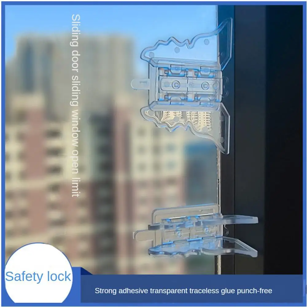 

Transparent Sliding Door Stopper Traceless Glue Strong Adhesion Window Lock Protection Equipment Door Lock Abs Butterfly-shaped