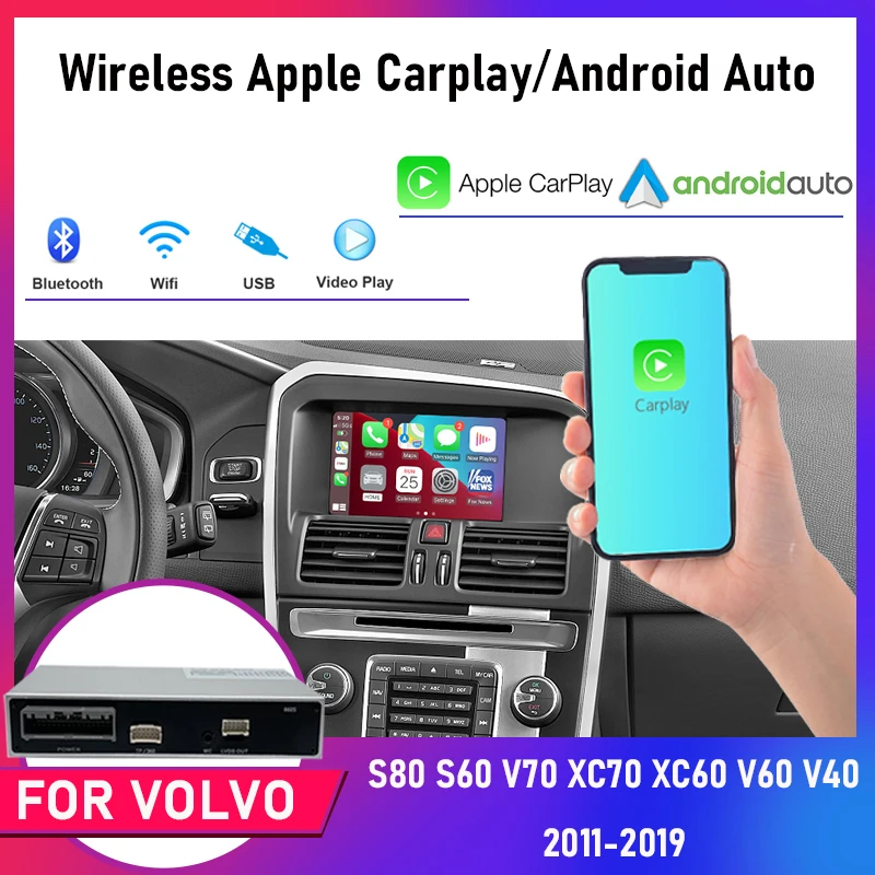 

Wireless Apple Carplay Android Auto Module Car AI Box For Volvo XC60 XC70 s40 S60 S80 V60 V70 V40 2011-2019 Mirror Link Decoder