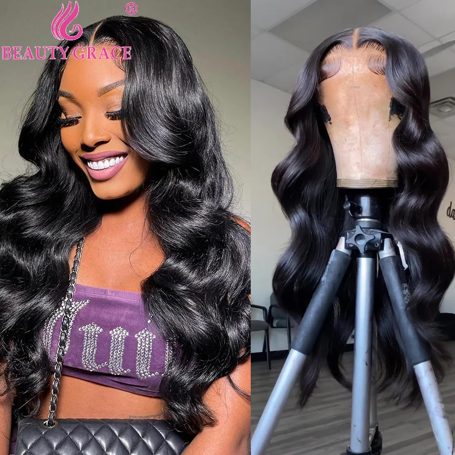 Body Wave 13X4 Lace Frontal Human Hair Wig For Women 4x4  Lace Closure Wigs Transparent PrePlucked Brazilian Human Hair Wig