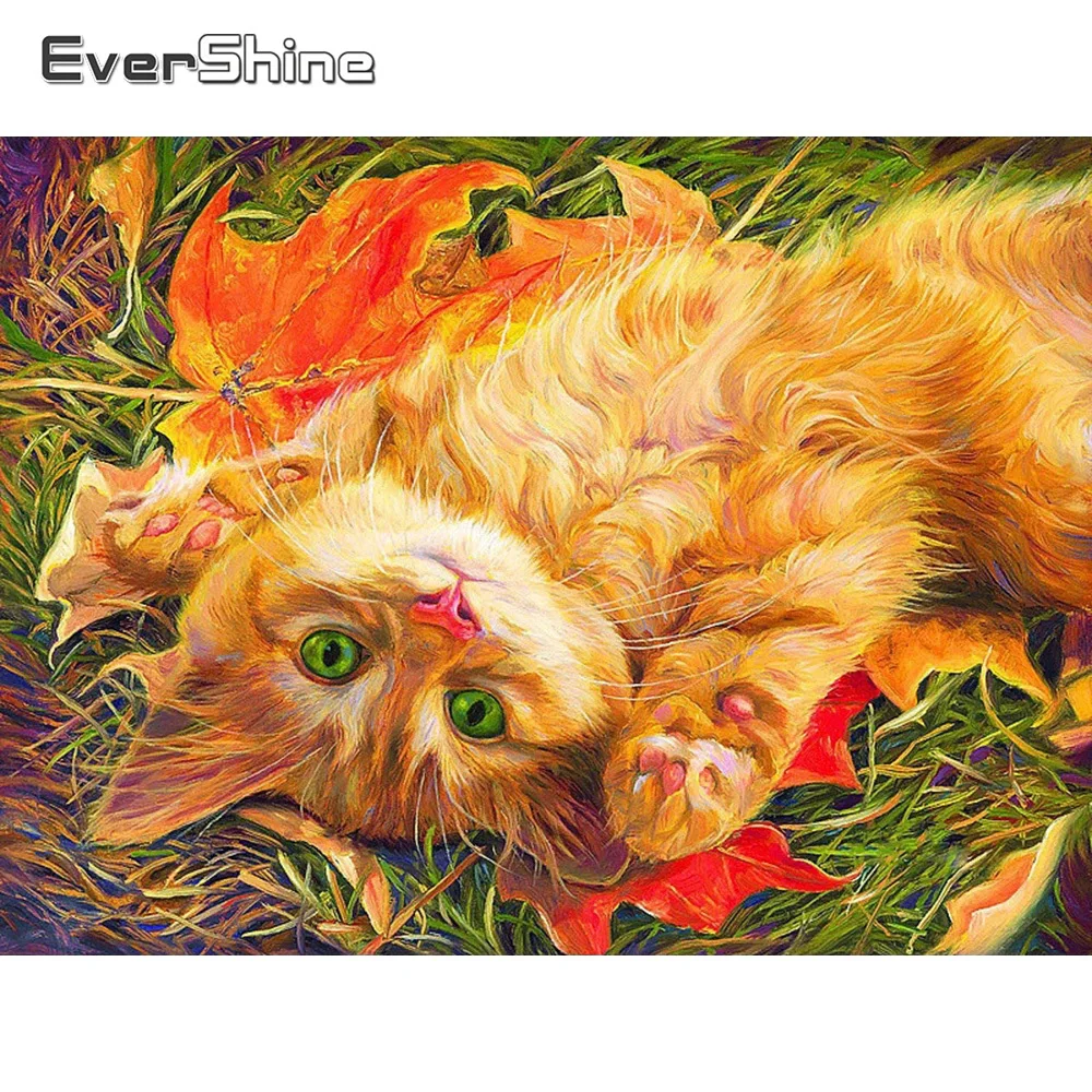 

EverShine 5D Алмазная мозаика "сделай сам", кот, полная вышивка, картина из искусственной кожи, картина, Декор для дома
