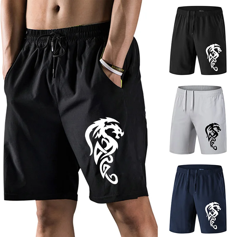 

2023 Man Shorts Dragon Pattern Printing Summer Shorts Quickdry Knee Short Pants Casual Jogging Slim Fit Trousers Sports Short