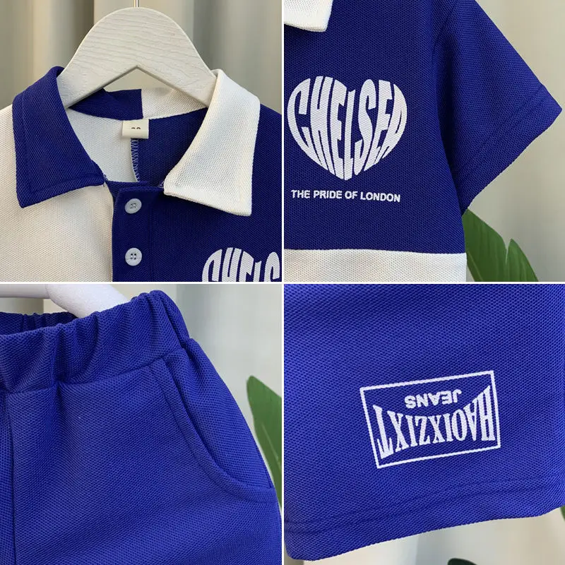 Boy Summer Clothing Polo Shirt Suit 2022 New Baby Short Sleeve Clothes Children's Korean Style Children's Clothing Fashion
