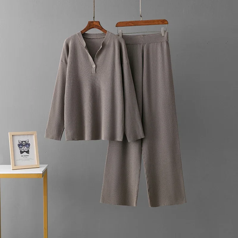 Вязаный свитер комплект из 2 предметов женский осенний теплый пуловер с