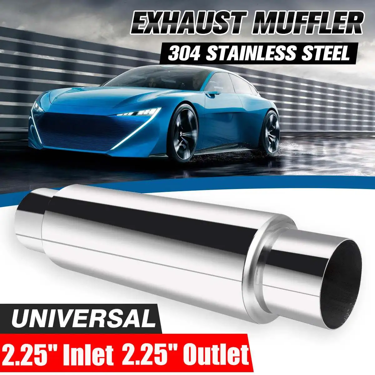 

1/2pcs 2.25"/57mm Stainless Steel Car Exhaust Muffler Pipe Resonator Exhaust Silencer Muffler Tip Universal