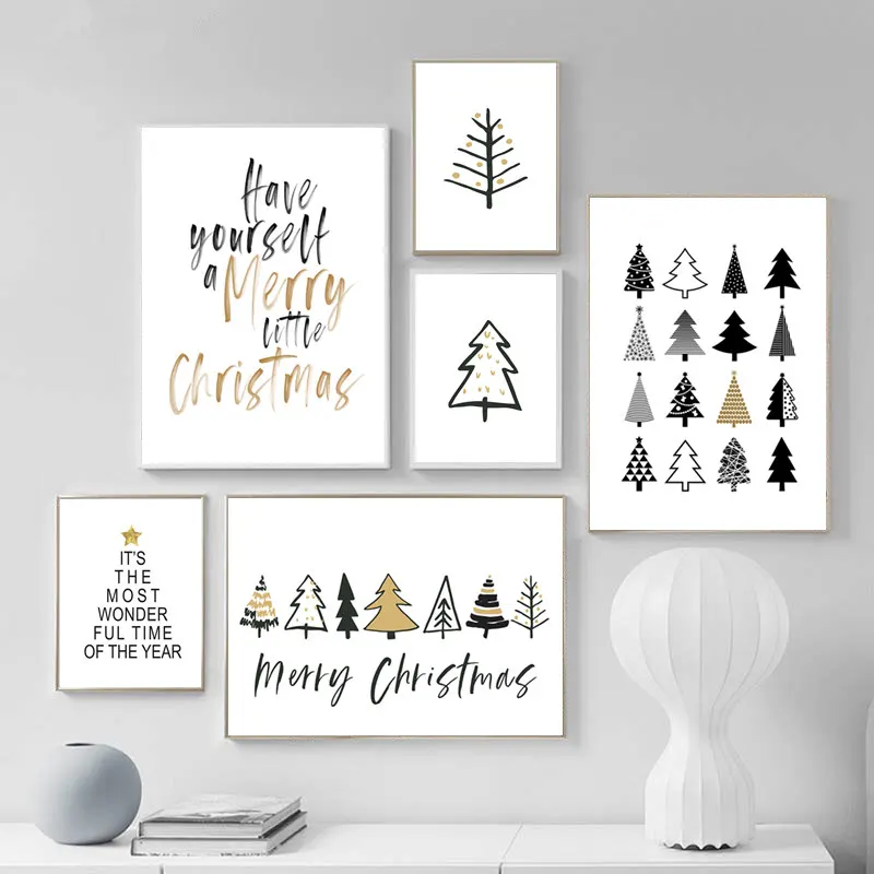 

Рождественский декоративный постер с рисунком рождественской елки, художественный холщовый постер для гостиной, Декор, домашняя Настенная картина