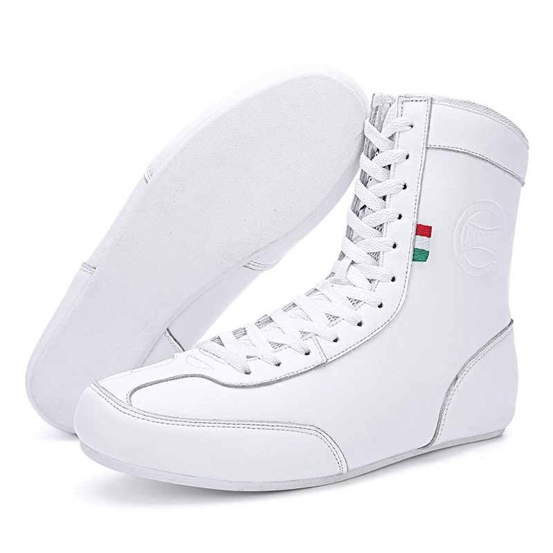 New Mens Wrestling Shoes Professional High Top Boxing Shoes Men's White Black Sneakers Size 37-47 Lace Up Boxing Training Boots