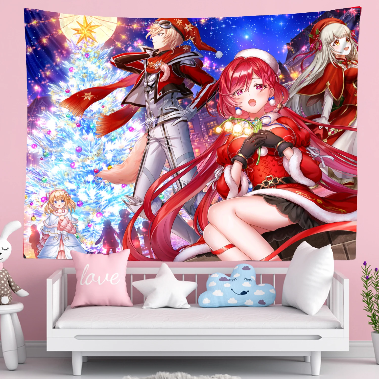 Хиппи девушка аниме гобелен с героями мультфильмов висячий фон тканевое