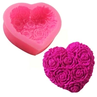 3d love heart rose flower candle wax silicone soap clay soap tool cake handmade manual mold decorating resin mold diy o3h1