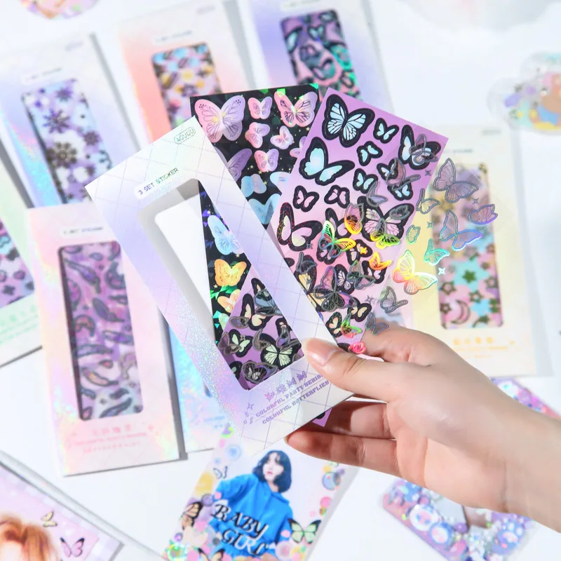 

3 Sheets Colorful Party Series Stickers Decoration Journal Hand Account DIY Material Stationery Crafts Stickers New 2022