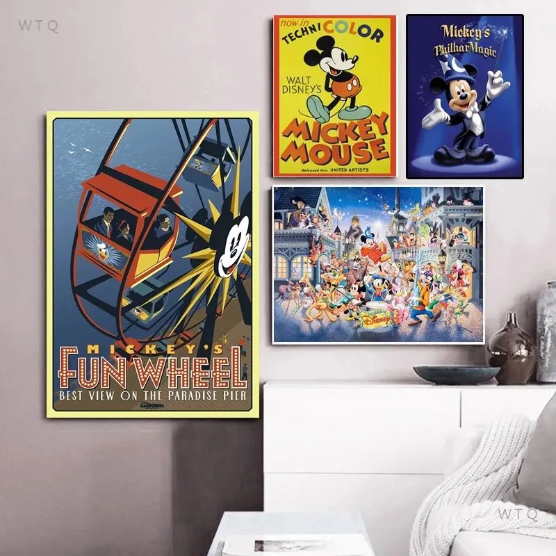 

Постер на холсте с изображением Микки Мауса, настенные художественные принты, модульные картины в стиле динейпарк, украшение для дома, гостиной без рамки