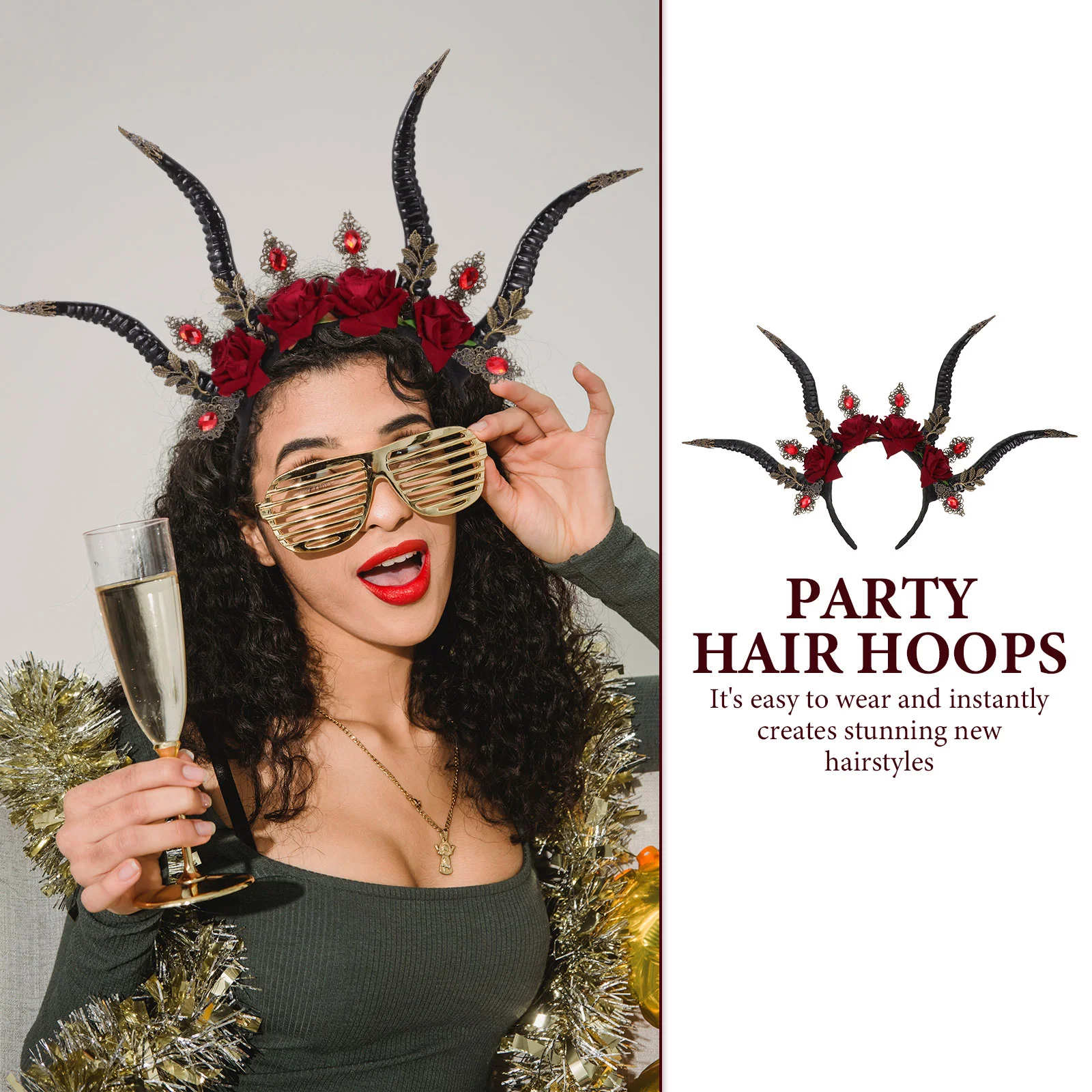 Повязка на голову с рогом дьявола обручи для волос Хэллоуин повязки рогами