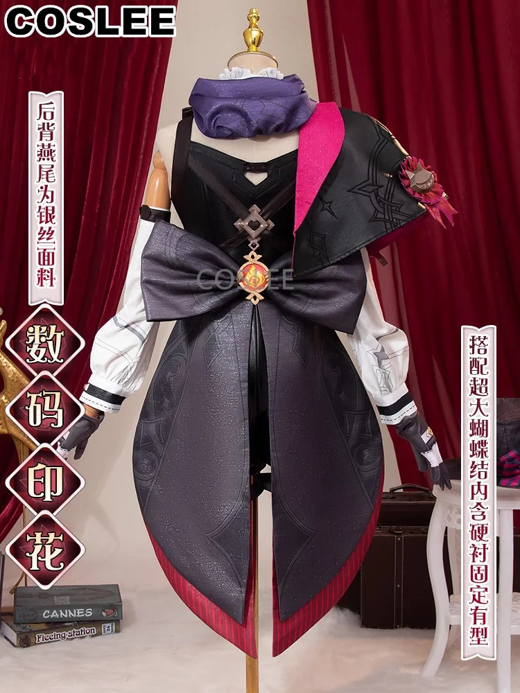 COSLEE Genshin Impact Lynette/Lyney Косплей Костюм Волшебник Игровой Прекрасная Униформа