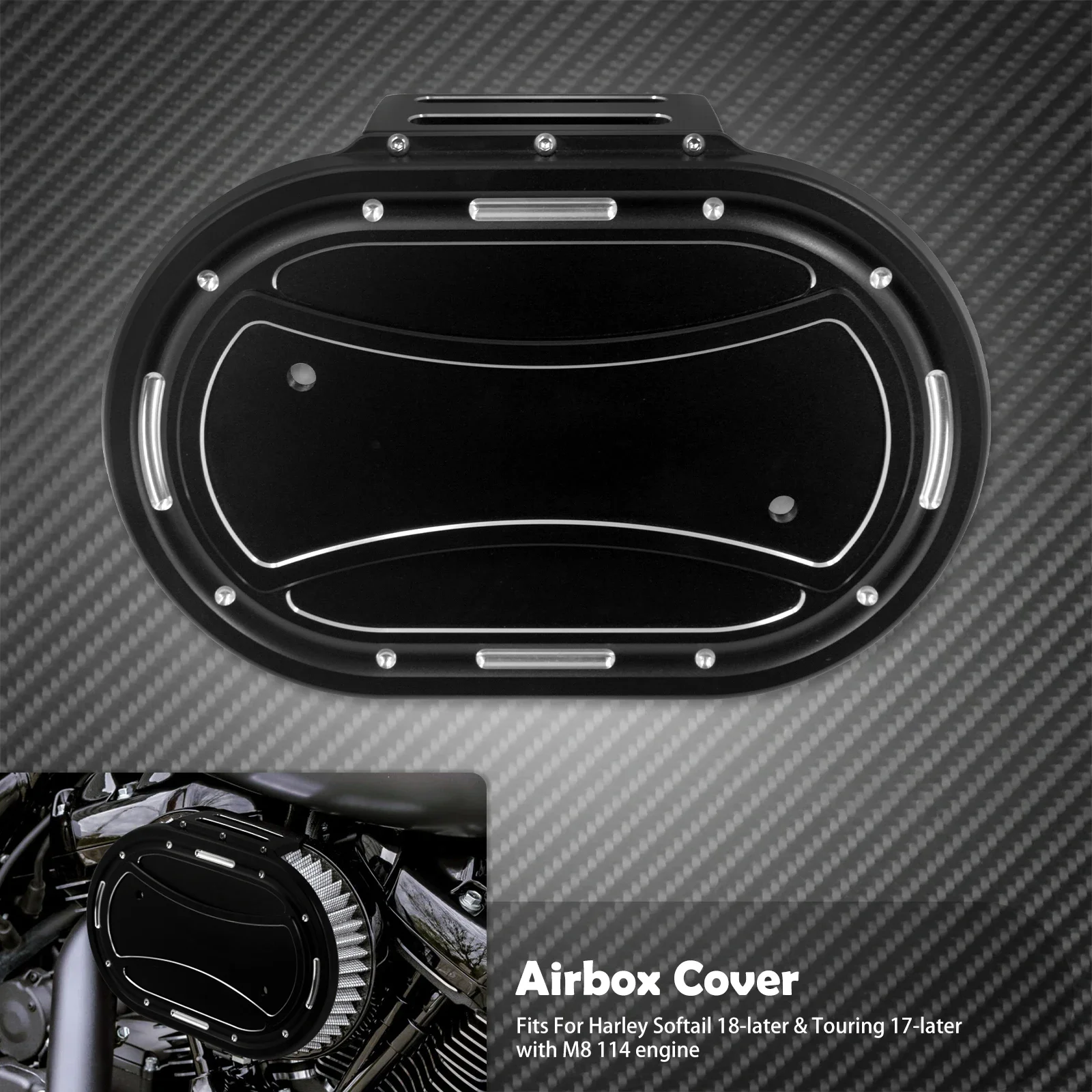 

Крышка воздушного фильтра мотоцикла, накладка воздушного фильтра для двигателя Harley M8 114, Touring Electra Street Glide 17-Up Softail Breakout FLFB 18-Up
