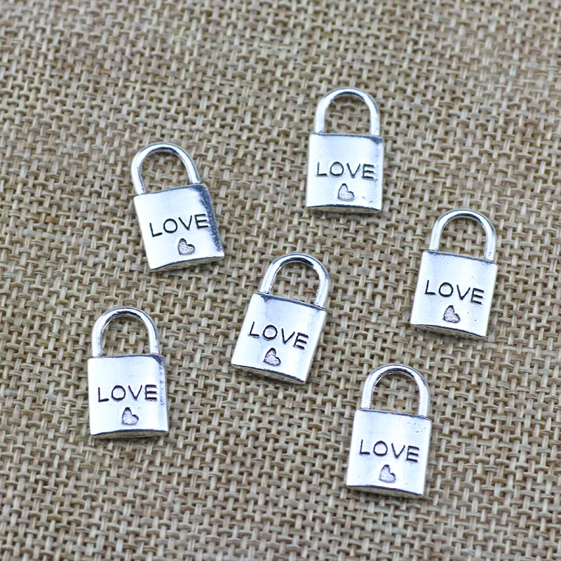 

Подвеска «Love Lock» под античное серебро, 15 шт./лот, 10x20 мм