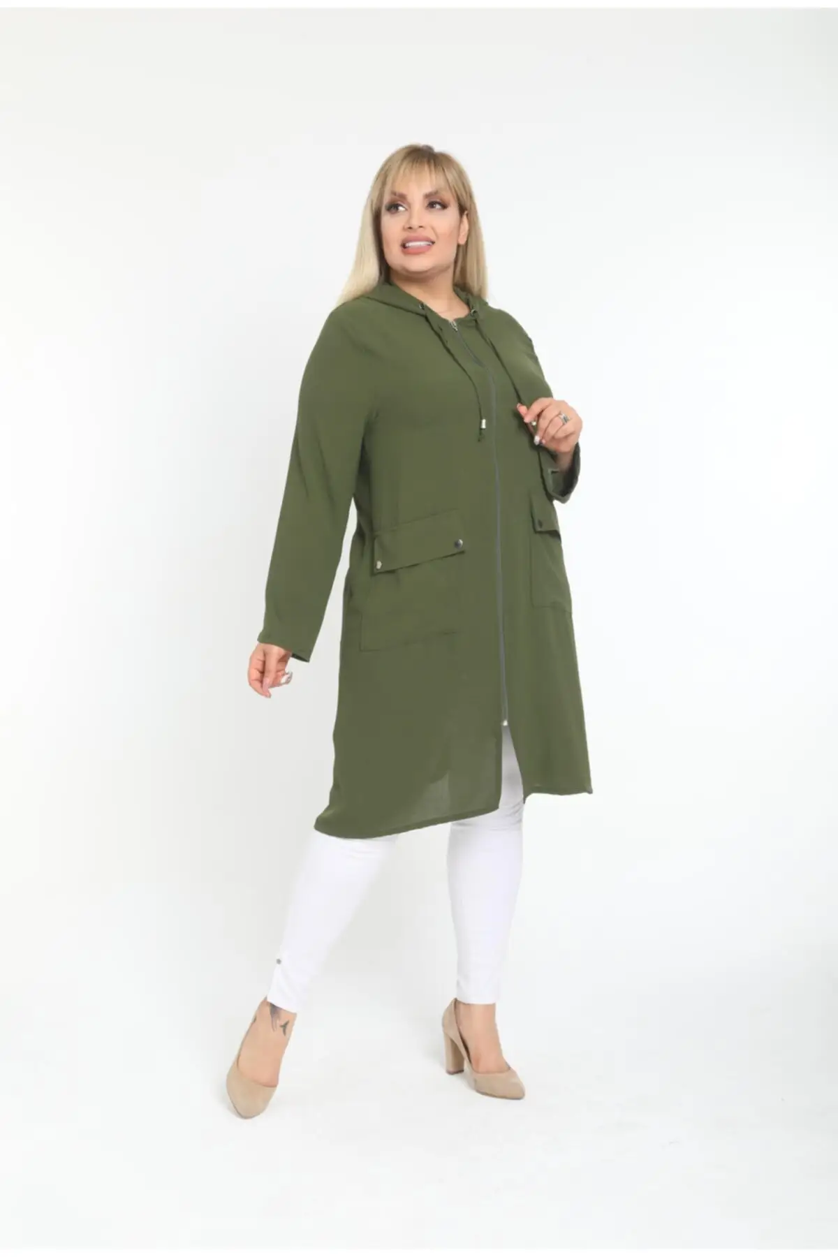 

Women's Cardigan Ayrobin Deep Pocket Detailed Detailed Ayrobin Khaki Casual Knitted Quality Fashion Sweaters Loose Jumper