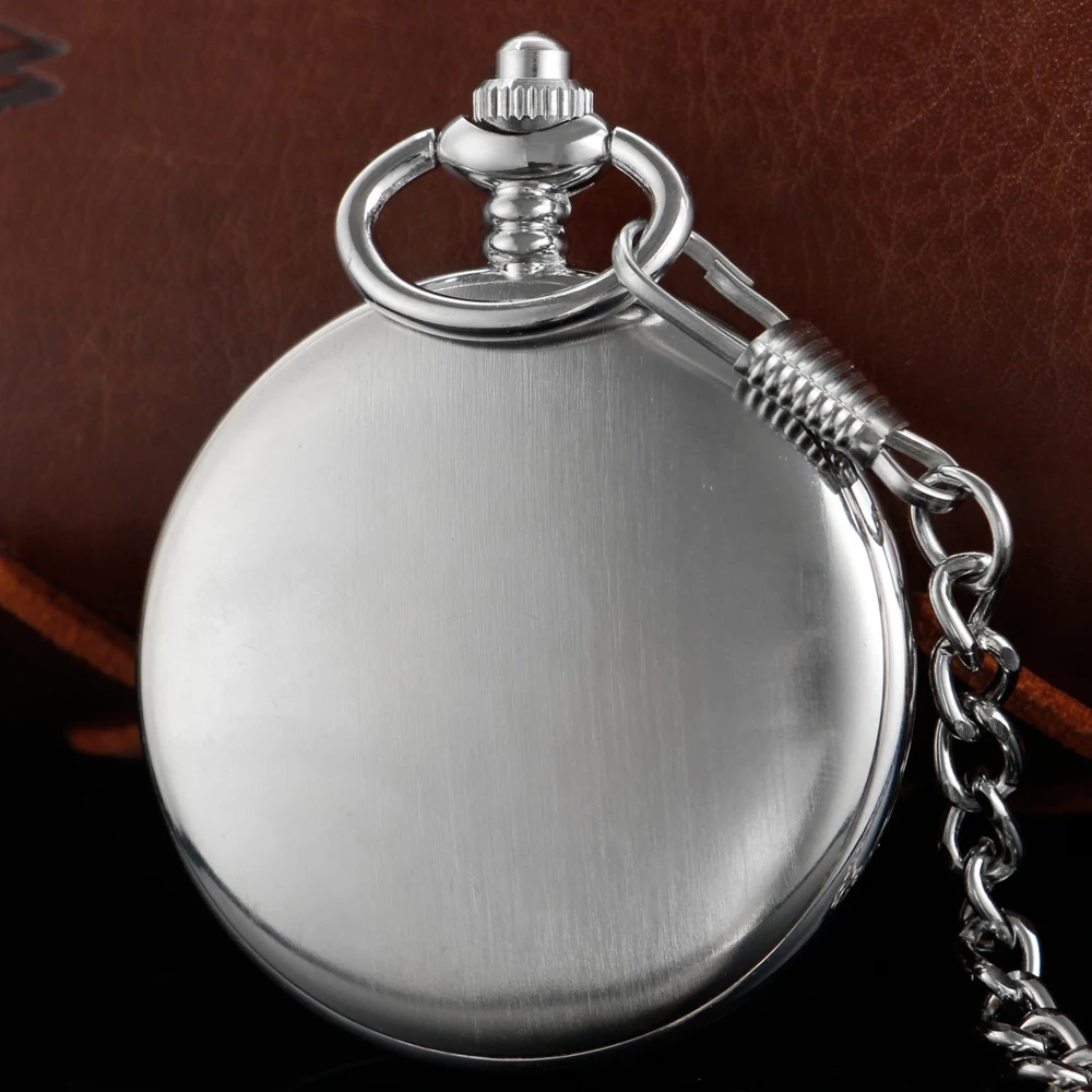 Silver Matte Texture Hollow Digital Steampunk Mechanical Pocket Watch Retro Gentleman Analog Signal Clock Lady Jewelry Gift