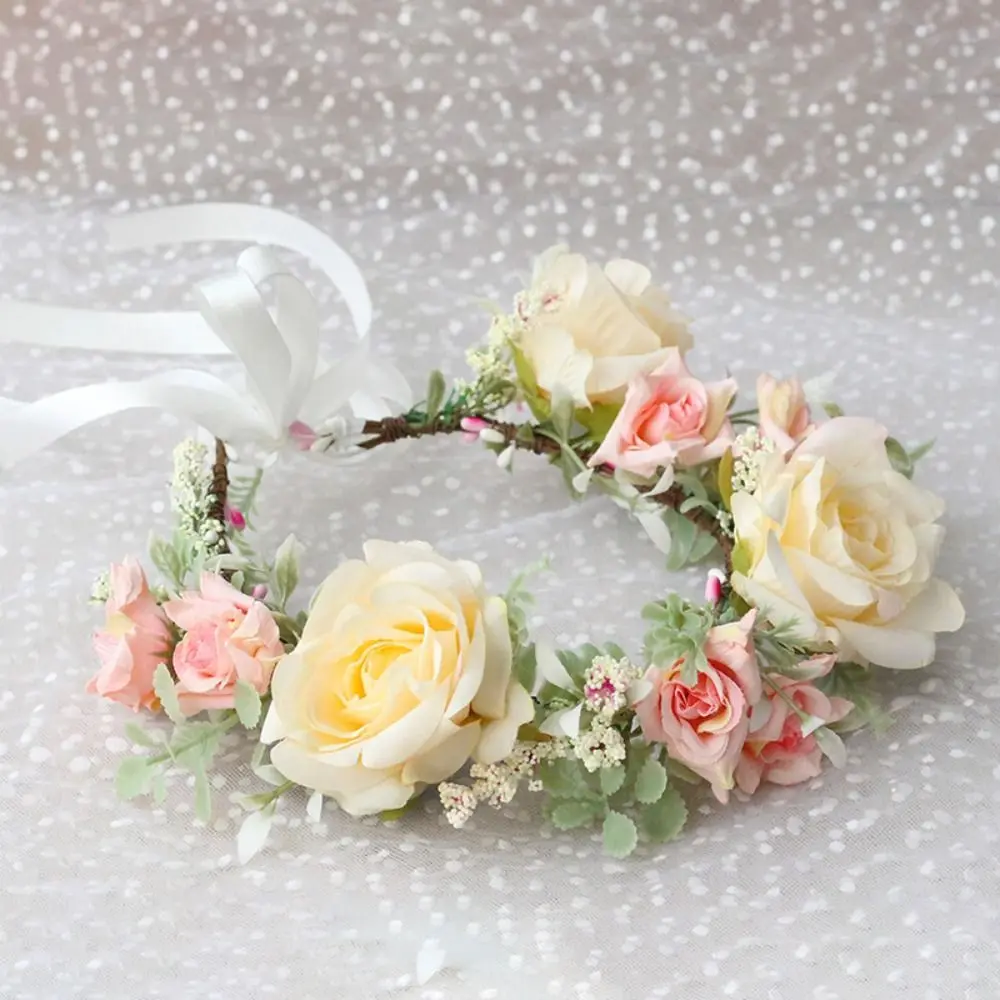 

Women Decoration Handmade Wedding Floral Garland Bride Hair Wreaths Green Leaf Headband Flowers Wreath Crown