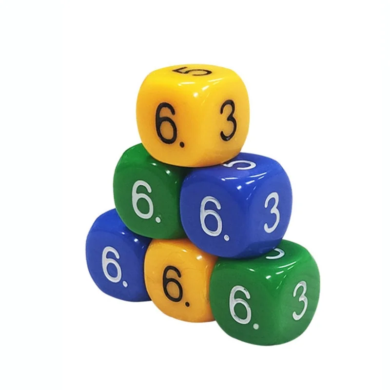 

6/10/25 Pieces Multicolor Digital Dice For Funny Party Club Pub Board Playing Game Mathematics Teaching Tools Accessory 16mm