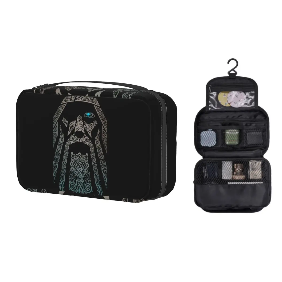

Odin Vikings Valhalla Makeup Bag Women Travel Cosmetic Organizer Fashion Norse Mythology God Hanging Storage Toiletry Bags