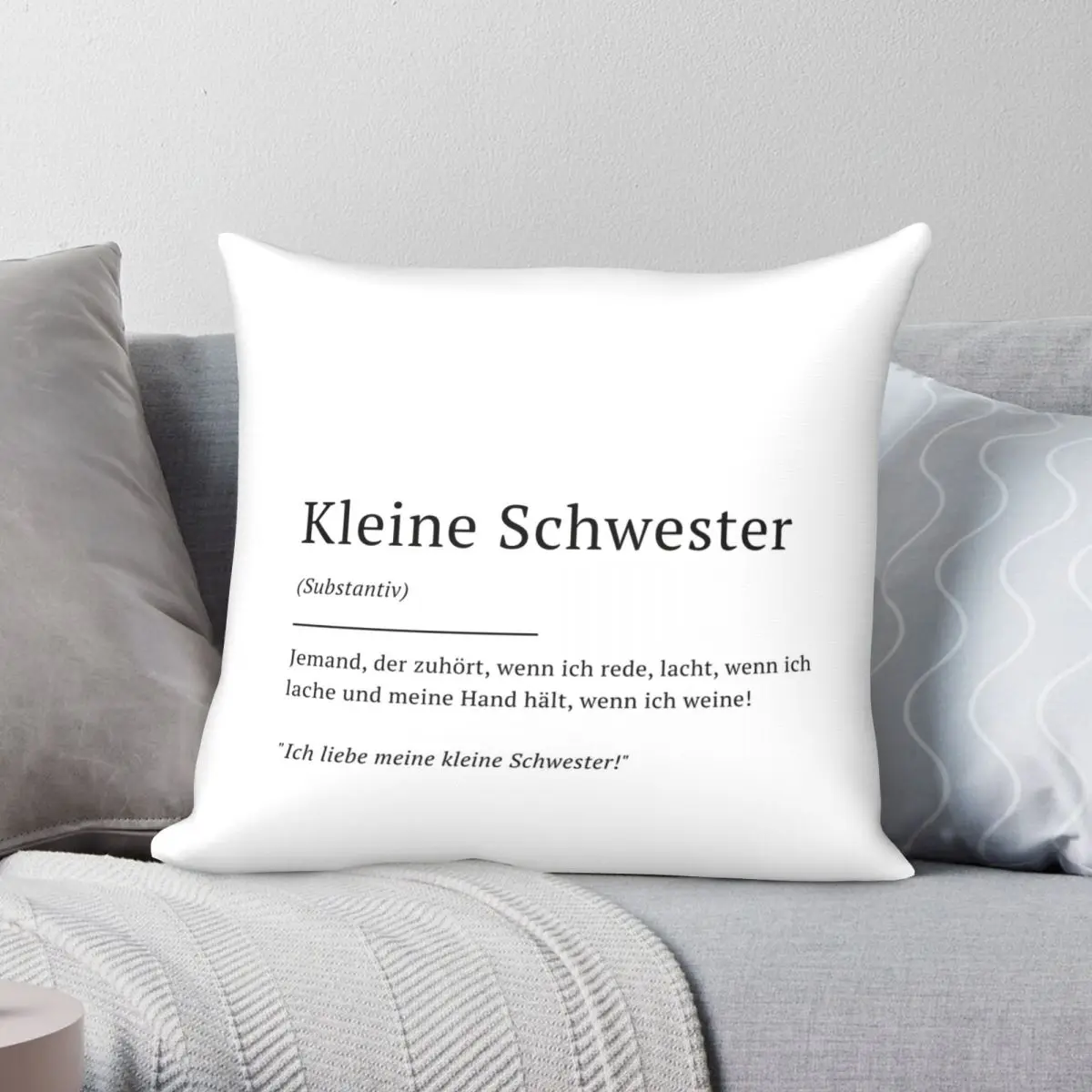 

Kleine Schwester Definition German Square Pillowcase Polyester Linen Velvet Printed Decor Pillow Case Sofa Seater Cushion Case
